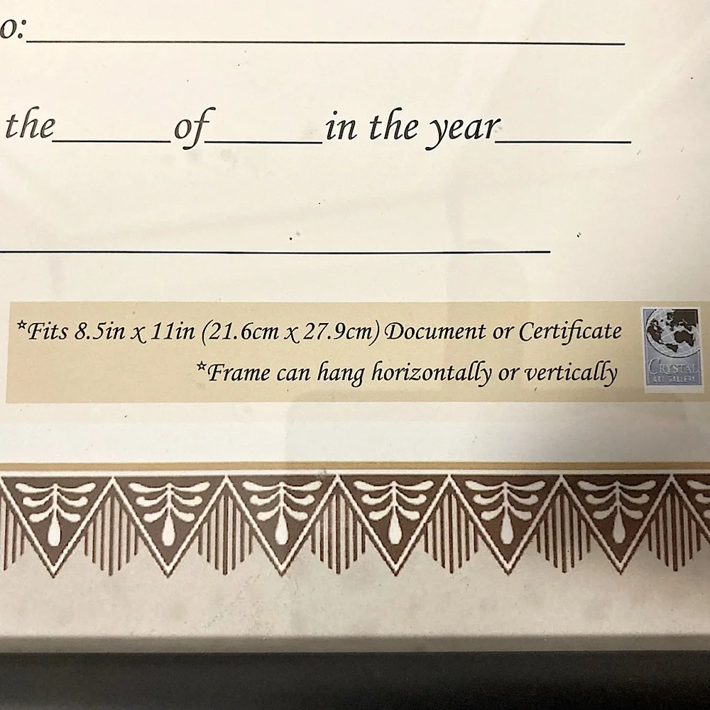 ⭐️ 8.5” x 11” Certificate of Excellence Black Picture Frame